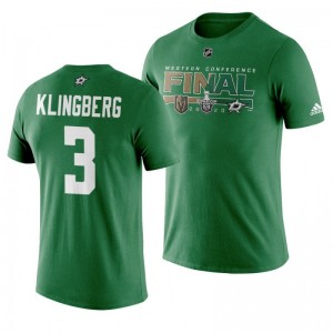 2020 Stanley Cup Playoffs Stars John Klingberg Green Western Conference Final Matchup T-Shirt - Sale
