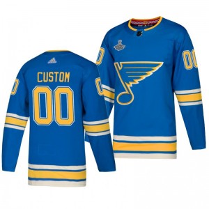 Blues Custom 2019 Stanley Cup Champions Authentic Alternate Blue Jersey - Sale