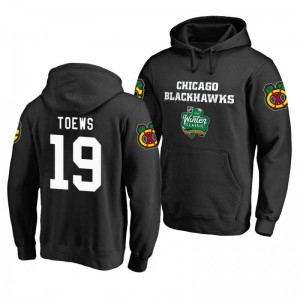 Chicago Blackhawks 2019 Winter Classic Jonathan Toews Black Alternate Logo Pullover Hoodie - Sale