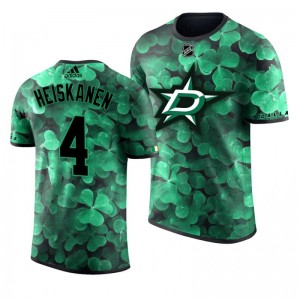 Stars Miro Heiskanen St. Patrick's Day Green Lucky Shamrock Adidas T-shirt - Sale