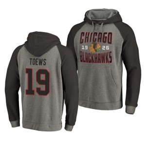 Jonathan Toews Blackhawks Timeless Collection Ash Antique Stack Hoodie - Sale