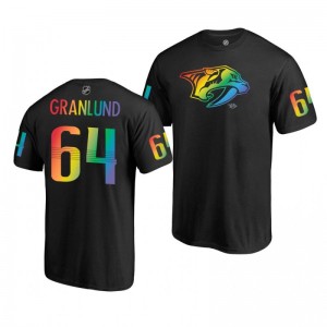 Mikael Granlund Predators Black Rainbow Pride Name and Number T-Shirt - Sale