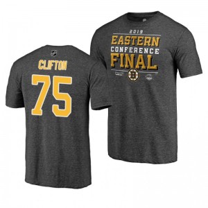 Bruins 2019 Stanley Cup Playoffs Connor Clifton Eastern Conference Finals Gray T-Shirt - Sale
