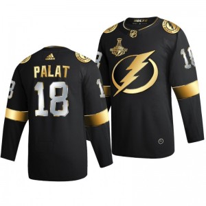 Ondrej Palat Lightning 2020 Stanley Cup Champions Jersey Black Authentic Golden Limited - Sale