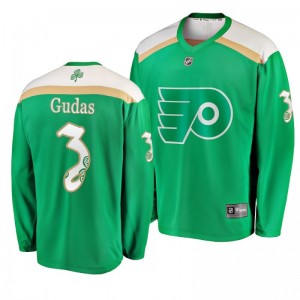 Flyers Radko Gudas 2019 St. Patrick's Day Replica Fanatics Branded Jersey Green - Sale