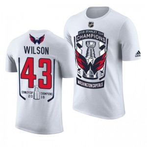 2018 Stanley Cup Champions Tom Wilson Capitals White Men's T-Shirt - Sale