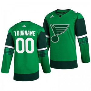Blues Custom 2020 St. Patrick's Day Authentic Player Green Jersey - Sale