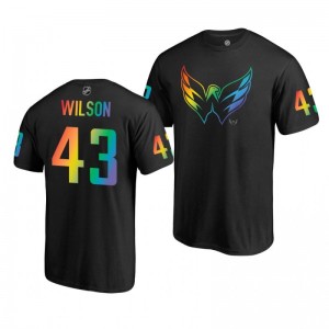 Tom Wilson Capitals Name and Number LGBT Black Rainbow Pride T-Shirt - Sale
