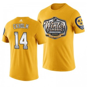 Mattias Ekholm Predators Winter Classic Alternate Logo T-shirt Yellow - Sale