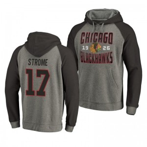 Dylan Strome Blackhawks Timeless Collection Ash Antique Stack Hoodie - Sale