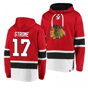 Blackhawks Dylan Strome Dasher Player Lace-Up Red Hoodie - Sale