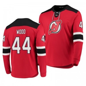 Devils Miles Wood Red Adidas Platinum Long Sleeve Jersey T-Shirt - Sale