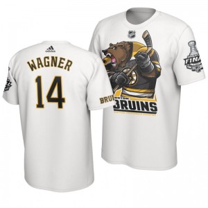 2019 Stanley Cup Final Bruins Chris Wagner Cartoon Mascot T-Shirt - White - Sale