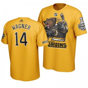 2019 Stanley Cup Final Bruins Chris Wagner Cartoon Mascot T-Shirt - Yellow - Sale