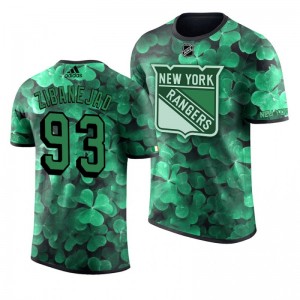 Rangers Mika Zibanejad St. Patrick's Day Green Lucky Shamrock Adidas T-shirt - Sale