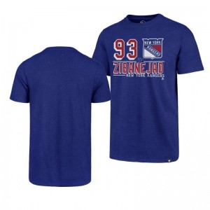 Mika Zibanejad New York Rangers Royal Club Player Name and Number T-Shirt - Sale