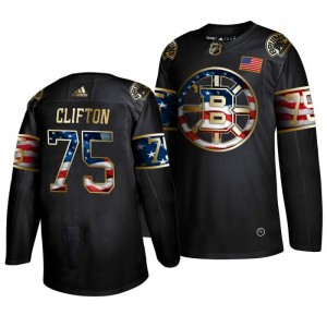 Bruins Connor Clifton Golden Edition Adidas Black Independence Day Men's Jersey - Sale