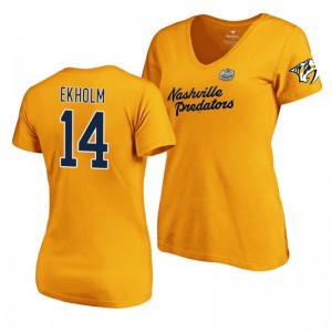 Nashville Predators Mattias Ekholm Gold 2020 Winter Classic Women's T-Shirt - Sale
