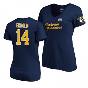 Nashville Predators Mattias Ekholm Navy 2020 Winter Classic Women's T-Shirt - Sale