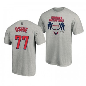 2020 Stanley Cup Playoffs Safe Distance Capitals T. J. Oshie Heather Gray T-Shirt - Sale