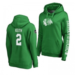 Duncan Keith Chicago Blackhawks St. Patrick's Day Green Women's Pullover Hoodie - Sale