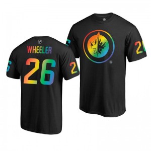 Blake Wheeler Jets Name and Number LGBT Black Rainbow Pride T-Shirt - Sale