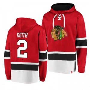 Blackhawks Duncan Keith Dasher Player Lace-Up Red Hoodie - Sale