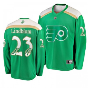 Flyers Oskar Lindblom 2019 St. Patrick's Day Replica Fanatics Branded Jersey Green - Sale
