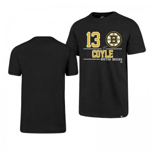 Charlie Coyle Boston Bruins Black Club Player Name and Number T-Shirt - Sale