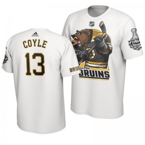 2019 Stanley Cup Final Bruins Charlie Coyle Cartoon Mascot T-Shirt - White - Sale