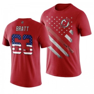 Jesper Bratt Devils Red Independence Day T-Shirt - Sale