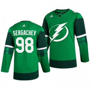 Lightning Mikhail Sergachev 2020 St. Patrick's Day Authentic Player Green Jersey - Sale