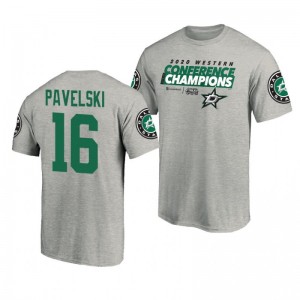 Men's 2020 Western Conference Champions Stars Joe Pavelski Gray Locker Room Taped Up T-Shirt - Sale