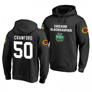 Chicago Blackhawks 2019 Winter Classic Corey Crawford Black Alternate Logo Pullover Hoodie - Sale