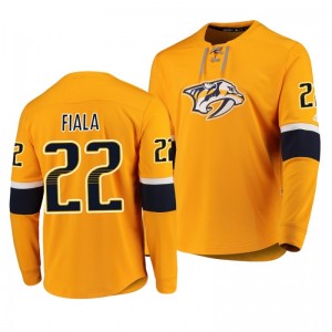 Predators Kevin Fiala Yellow Platinum Long Sleeve Jersey T-Shirt - Sale