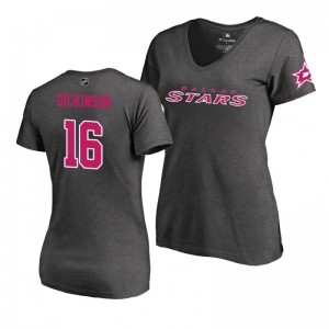 Mother's Day Pink Wordmark V-Neck Heather Gray T-Shirt Dallas Stars Jason Dickinson - Sale