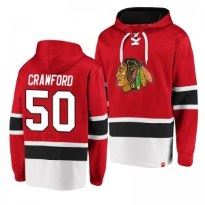 Blackhawks Corey Crawford Dasher Player Lace-Up Red Hoodie - Sale