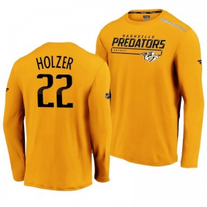 Predators Korbinian Holzer 2020 Authentic Pro Clutch Long Sleeve Yellow T-Shirt - Sale
