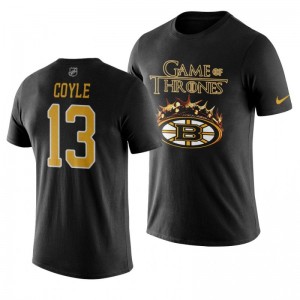 Bruins Black Crown Game of Thrones Charlie Coyle T-Shirt - Sale