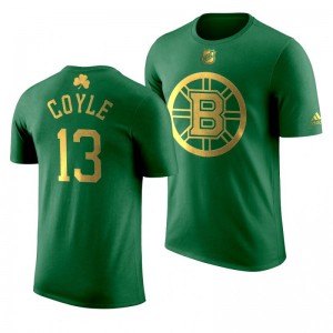 NHL Bruins Charlie Coyle 2020 St. Patrick's Day Golden Limited Green T-shirt - Sale