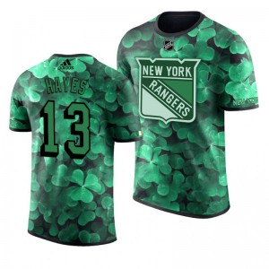 Rangers Kevin Hayes St. Patrick's Day Green Lucky Shamrock Adidas T-shirt - Sale