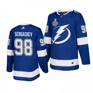 Lightning Mikhail Sergachev Men's 2020 Stanley Cup Final Authentic Patch Blue Jersey - Sale