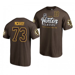 Charlie McAvoy Bruins 2019 Winter Classic Ice Player T-Shirt Brown - Sale