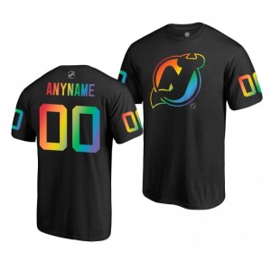 Custom Devils Black Rainbow Pride Name and Number T-Shirt - Sale