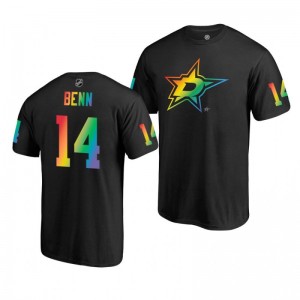 Jamie Benn Stars 2019 Rainbow Pride Name and Number LGBT Black T-Shirt - Sale