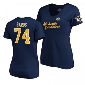 Nashville Predators Juuse Saros Navy 2020 Winter Classic Women's T-Shirt - Sale
