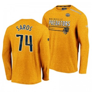 Nashville Predators Juuse Saros Yellow 2020 Winter Classic Men's Long Sleeve T-Shirt - Sale