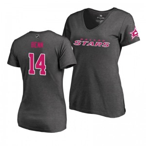 Mother's Day Pink Wordmark V-Neck Heather Gray T-Shirt Dallas Stars Jamie Benn - Sale