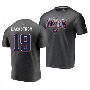 Men's Nicklas Backstrom Capitals 2018 Heather Charcoal Locker Room Appeal Play Stanley Cup Champions T-shirt - Sale