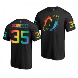 Cory Schneider Devils Black Rainbow Pride Name and Number T-Shirt - Sale
